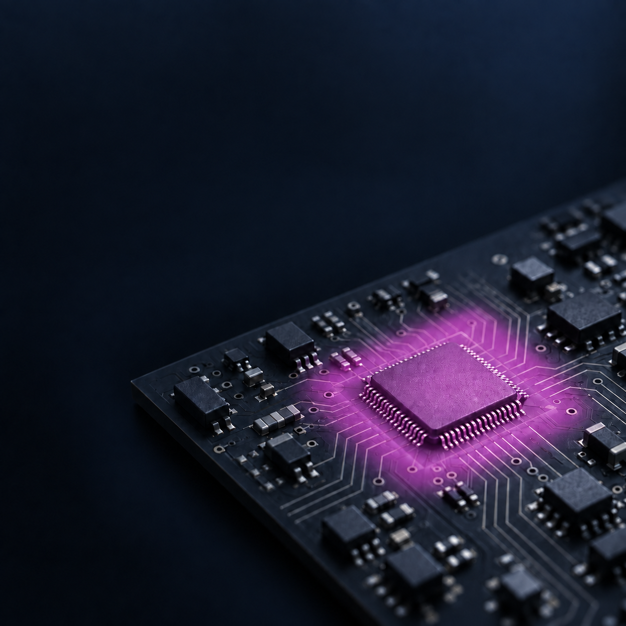 Concept illustration of laser area heating on a circuit board